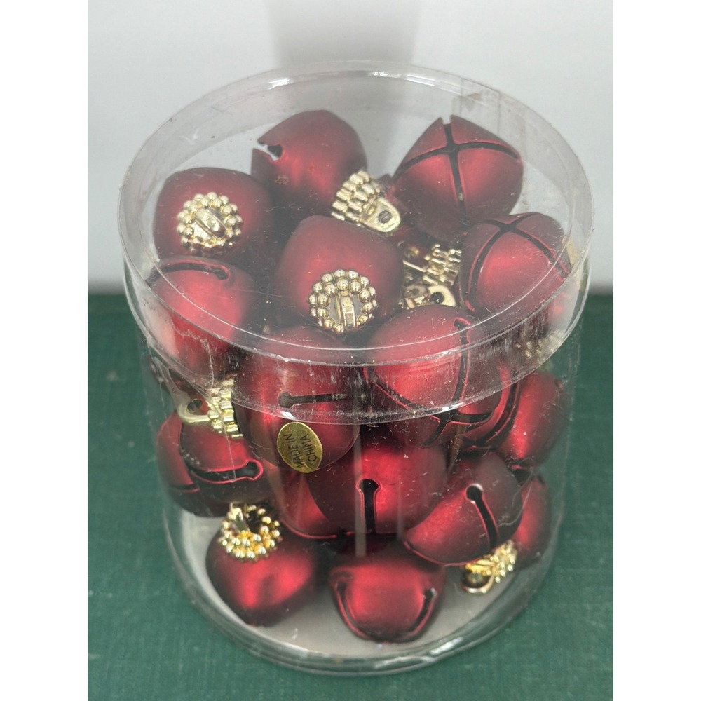 25mm Jingle Bells Matte Cranberry Red‎ Metal Christmas 30+ Craft Ornaments
